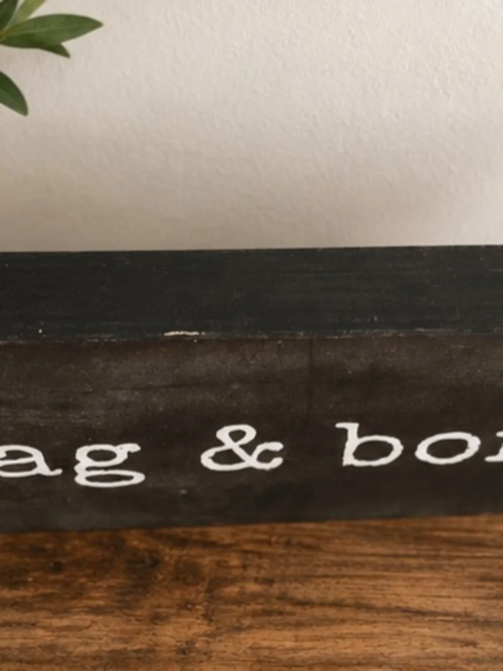 Vintage Style Dark Wood 'rag & bone' Decorative Wall Block Sign